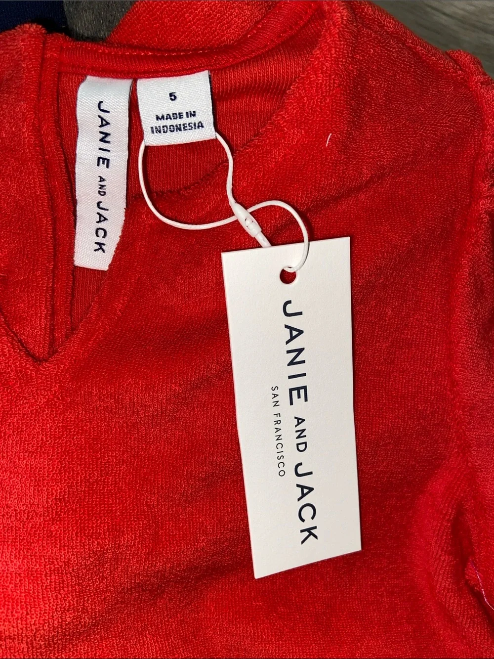Janie and Jack Red Terry Cloth Flutter Sleeve Dress Swimsuit Cover Up Size 5 New